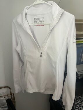 Women's White Microfleece Half-Zip Top